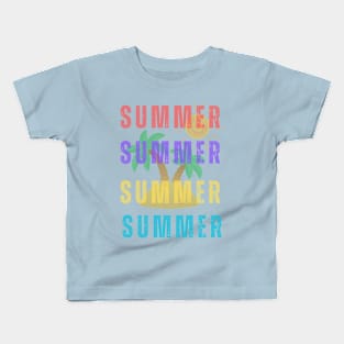 Summer Tee-Sunny Day with palm Trees Kids T-Shirt